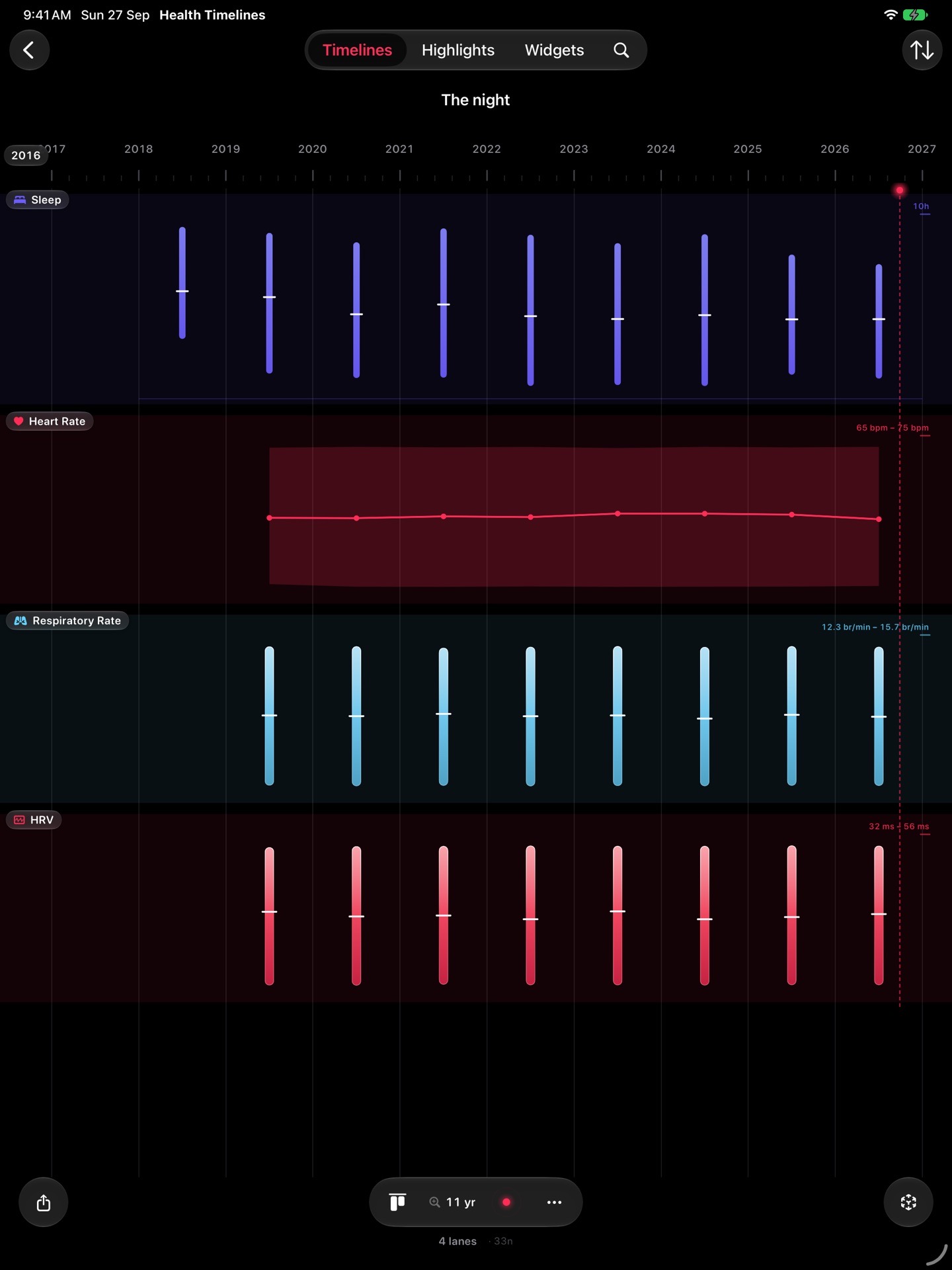 Health Timelines on iPad.